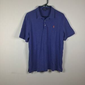 Men's Blue Polo Ralph Lauren Classic Fit Blue Heather Polo Mens Large Shirt